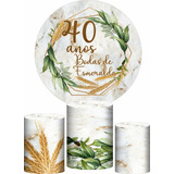 Trio Capa Cilindro + Painel Bodas De Esmeralda Veste Fácil