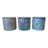 Trio De Cachepot Azulejo Antigo Vintage