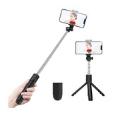 Tripé Bastão Selfie Para Celular Com Luz E Controle Remoto