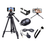 Tripé Celular 1,80 Mini Tripé Flexível Kit Self Mic Lapela