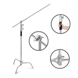 Tripé De Iluminação Com Braço Girafa 330cm Em Aço P/ Estúdio