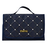 Trocador Portátil De Bebê Com Porta Fraldas Acolchoado Cor Perola Classic Azul Marinho