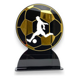 Troféu Futebol Acrílico Preto E Dourado 12x20cm C/base Preta