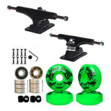 Truck Skate 139mm + Rodas 53mm+ Rolamento Abec 15+ Parafusos Cor Roda Verde