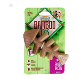 Truqys Pets Mordedor Osso Resistente Maciço Bamboo Peixe Aroma Bacon Cor Marrom