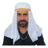 Turbante Árabe Sheik Luxo Branco Fantasia Festa Carnaval