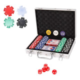 Um Conjunto De 200 Fichas De Poker Com Caixa De Metal E Deck