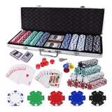 Um Conjunto De 500 Fichas De Poker Com Caixa De Metal E Deck