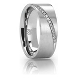 Uma Aliança De Prata 950 Reta De 7mm 7gr Fosca 13 Zircônias