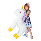 Unicórnio Fofinho Pelúcia Almofada Travesseiro Branco 75cm