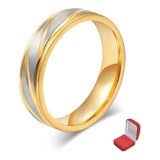 Unidade Aliança Aço Titânio Banhado A Ouro 18k ( 6 Mm )