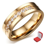 Unidade Aliança Anel Titânio Feminina Banhado A Ouro18k