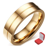 Unidade Anel Aliança Titânio Banhado A Ouro 18k.