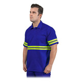 Uniforme Jaleco Bolso Faixa Refletiva Abnt Manga Curta Brim