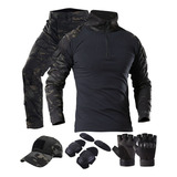 Uniforme Tático De Camuflagem Militar E Joelheiras.