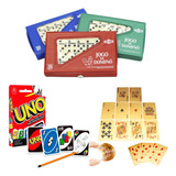 Uno Dominó Osso 2 Baralhos Ouro Plástico Lavável Jogo Carta