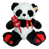 Urso Panda De Pelúcia Gigante 3 Corações I Love You