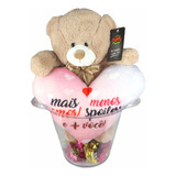 Urso Pelúcia Balde Almofada Coração Mais Amor Menos Spoiler