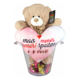 Urso Pelúcia Balde Almofada Coração Mais Amor Menos Spoilers