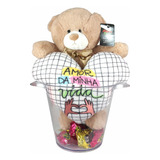Urso Pelúcia Balde Gelo Alm. Coração Amor Da Minha Vida!
