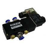 Válvula Solenoide/mola 5/2 Vias 1/4 Pneumática Tubo 6mm 24v