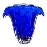 Vaso Murano Para Decoração Mesa Azul Safira 25x25cm
