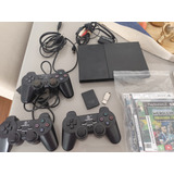 Vendo Ps2 Usado, Com 3 Controles, Adaptador Hdmi, Opl E Mais De 15 Jogos