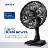 Ventilador De Mesa Super Power Vsp-30-b 30cm 6 Pás Mondial Cor Da Estrutura Preto Cor Das Pás Prata 127v