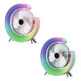 Ventilador Elétrico Colorido Rgb De Mesa Com Design Confort Cor Verde
