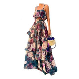 Vestido De Babados Com Estampa Floral De Duas Peças