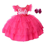 Vestido De Festa Infantil Barbie Aniversário Luxo E Tiara