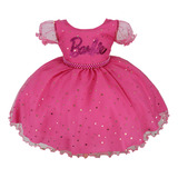 Vestido De Festa Princesa Barbie Pink Menina Luxo 1.2.3.4