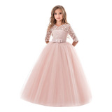 Vestido De Laço Infantil Com Mangas Compridas E Vestido De P