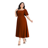 Vestido De Malha Plus Size Midi Com Manguinha Solta Ps44
