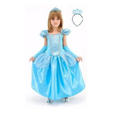 Vestido Fantasia Cinderela Festa Com Coroa E Luvas Promoção
