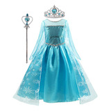 Vestido Fantasia Infantil Frozen Coroa Véu Luvas Varinha 