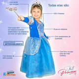 Vestido Fantasia Infantil Princesas Com Luva Coroa E Varinha