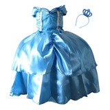 Vestido Fantasia Infantil Princesas Com Tiara Todas Cores