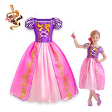Vestido Fantasia Infantil Rapunzel Princesa Enrolados Luxo