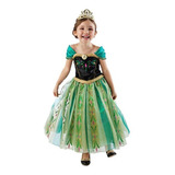 Vestido Fantasia Princesas Infantil Frozen Fever Ana (verde)