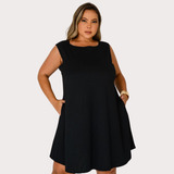 Vestido Feminino Moda Plus Size Soltinho Regata Com Bolso