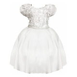  Vestido Festa Infantil Branco Menina Princesa Criança Abc