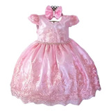 Vestido Festa Infantil Rosa Bebê Princesa Aniversário Realez