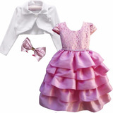 Vestido Festa Princesa Realeza Barbie Minnie Bolero Promoção