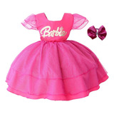 Vestido Festa Temático Barbie Fashion Promoção + Tiara