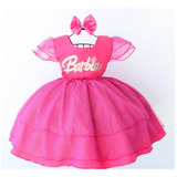 Vestido Festa Temático Barbie Fashion Promoção + Tiara