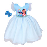 Vestido Inafntil Rosa Stitch De Luxo Com Tiara