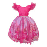 Vestido Infantil Barbie Castelo De Diamantes Luxo Com Tule 