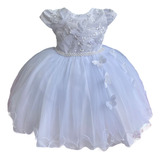 Vestido Infantil Branco C/ Aplique Borboletas 1.2.3.4