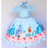 Vestido Infantil Cinderela Festa Temática Luxo E Tiara